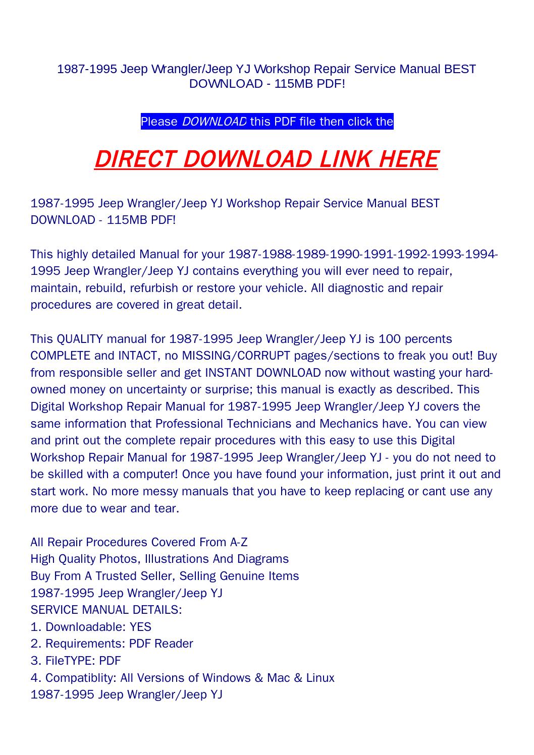 Jeep Yj Service Manual Pdf Download